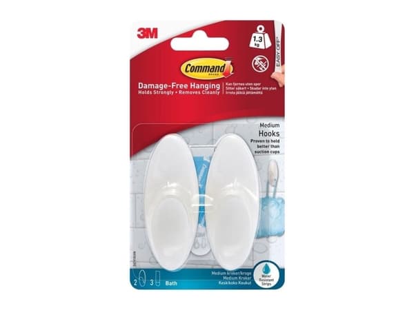 3M 3M Command Håndklekroker 2 Medium White BATH-18-CEE..