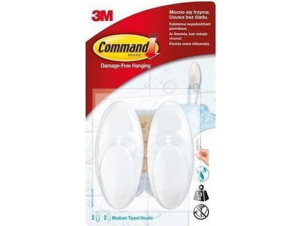 3M 3M Command Håndklekroker 2 Medium White BATH-18-CEE..