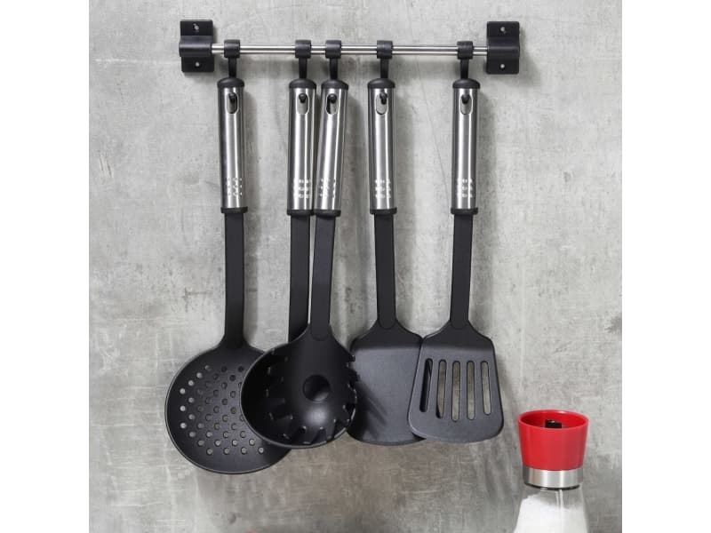 HI HI 6th Kitchen Utensil Set, Black Silver