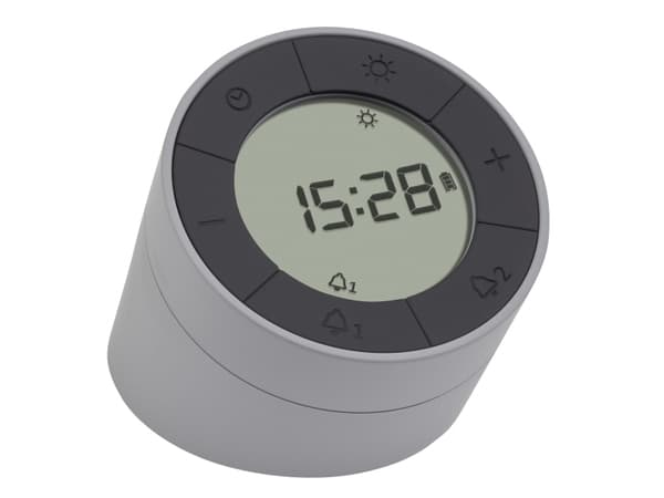 TFA-Dostmann 60.2029.10, Quartz vekkerklokke, Rund, Grå, Alle kjønn, LCD, Batteri