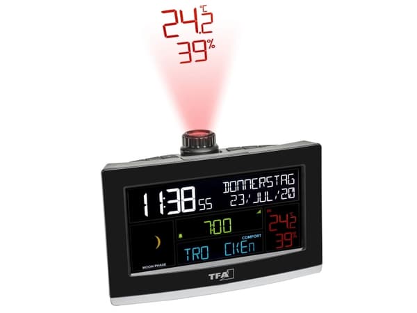 TFA-Dostmann View Show, Svart, Inne hygrometer, Inne Termometer, Utendørs Barometer, Plastikk, 10 - 99%, 0 - 50 °C, 32 - 99,9 °F