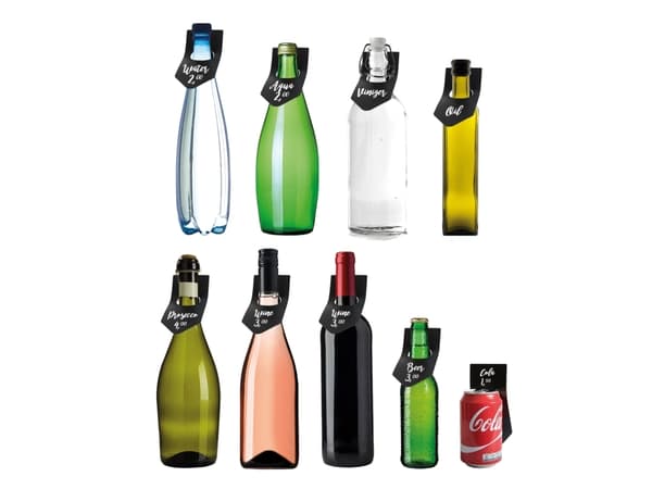 Securit® 10x dobbeltsidede flaskemærker i sort