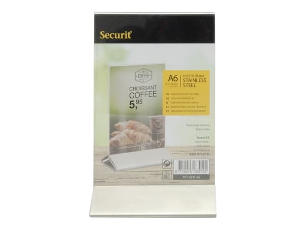 Securit® A6 display ramme i rustfrit stål