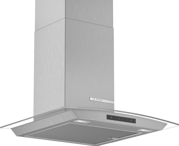 Bosch Serie | 4 DWA66DM50 - Kåpa - skorsten - bredd: 60 cm - djup: 48.8 cm - utsug och återcirkulering (-) - rostfritt stål och glas