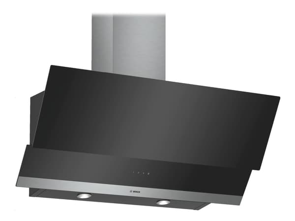 Bosch Serie | 2 DWK095G60 - Panser - skorsteinvinklet - bredde: 89.6 cm - dybde: 38.6 cm - ekstraksjon og resirkulasjon (-) - rustfritt stål / svart Sort, Grå