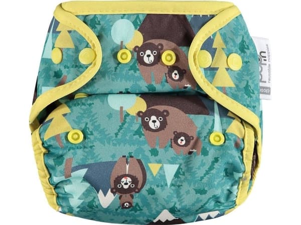 Lukk Caboo bleier Trekk, gjenbruksbleie Pop-in AIO Bear med trykknapper 4,5-16 kg, 1 stk.