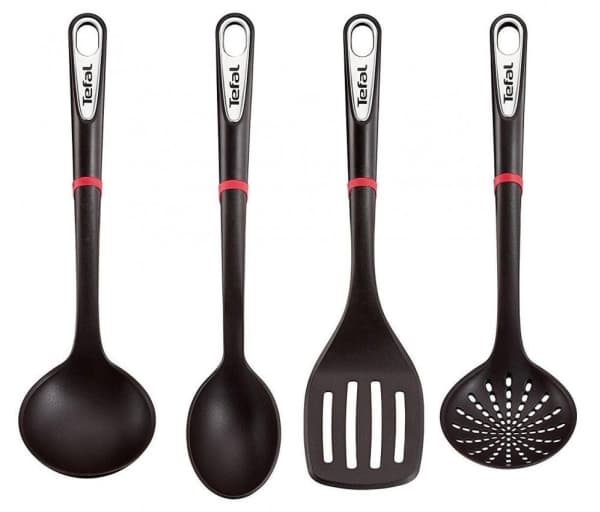 Tefal K206S414 Set med spatel, slev och durkslagsslev, silver, svart, 0 cm