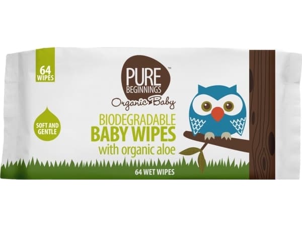 Pure Beginnings PBO, Biodegradable Wet Wipes with Organic Aloe Vera, 64pcs.