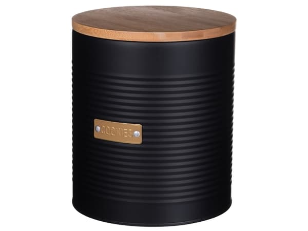 Typhoon Otto Cookie Storage, Keksirasia, 2,6 L, Bamboo, Terästä, Musta, Irrotettava kansi, Pyöreä
