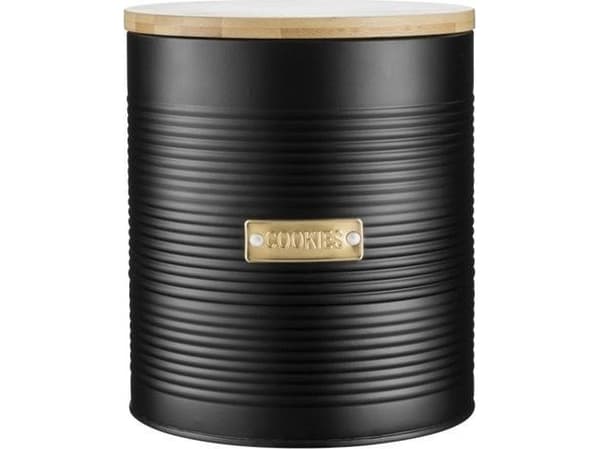 Typhoon Otto Cookie Storage, Keksirasia, 2,6 L, Bamboo, Terästä, Musta, Irrotettava kansi, Pyöreä