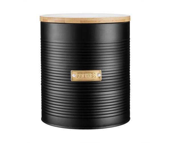Typhoon Otto Cookie Storage, Kjeks boks, 2,6 l, Bamboo, Stål, Sort, Avtagbart lokk, Rund