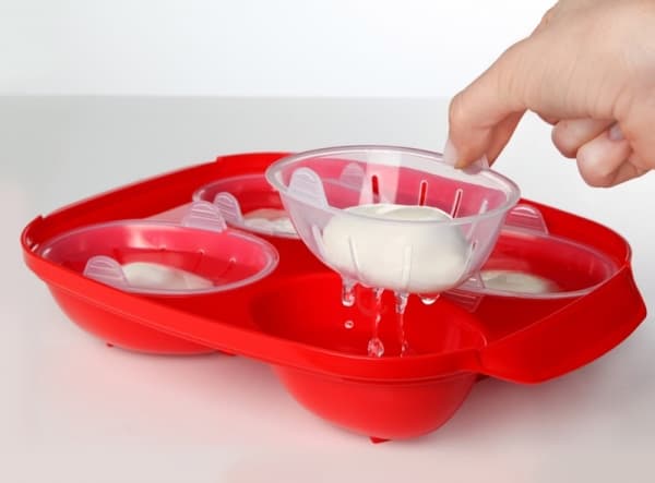 Sistema Egg Poacher i mikrobølgeovn for opptil 4 egg, rød/klar