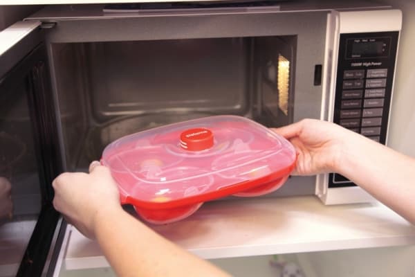 Sistema Egg Poacher i mikrobølgeovn for opptil 4 egg, rød/klar