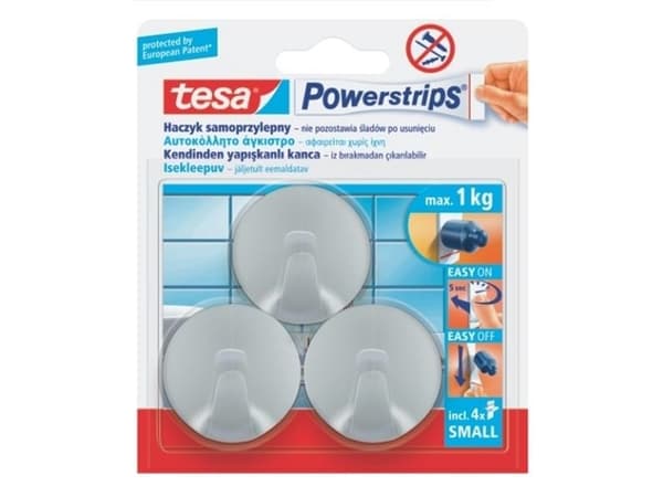 TESA 57578-00000, Universalkrok, Kromfarget, Plast, 1 kg, 3 stykker, Blister