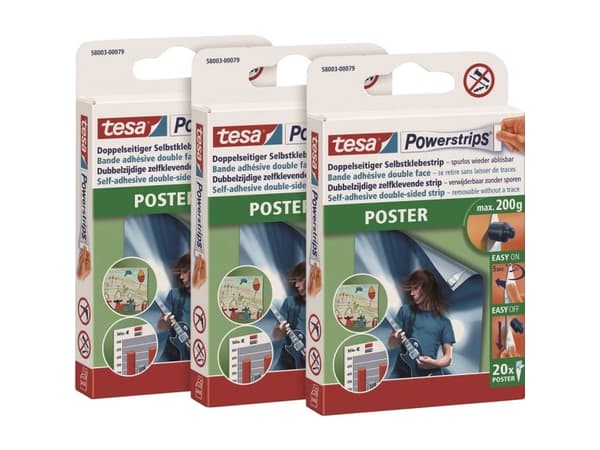 tesa POWERSTRIPS® Poster Miscellaneous Mounting Materials Valkoinen