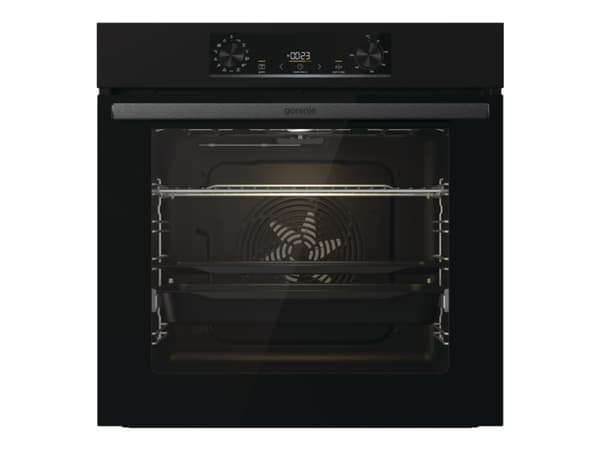 Gorenje Essential BOS6737E06B - Ovn - med dampfunksjon - innebygd - fordypning - bredde: 56 cm - dybde: 55 cm - høyde: 59 cm - med selvrens - Klasse Sort