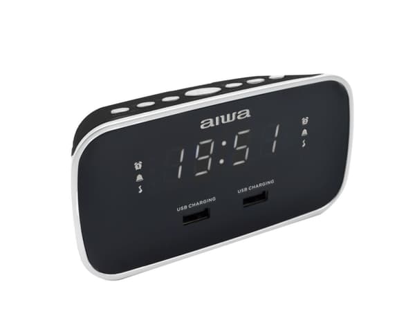 Aiwa CRU-19BK, digital vekkerklokke, rektangel, svart, 12t, FM, 87,5 - 108 Mhz