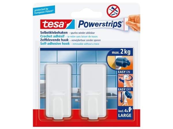 TESA 58010-00044, Pyyhekoukku, Valkoinen, Muovi, 2 kg, 2 kpl, Kupla
