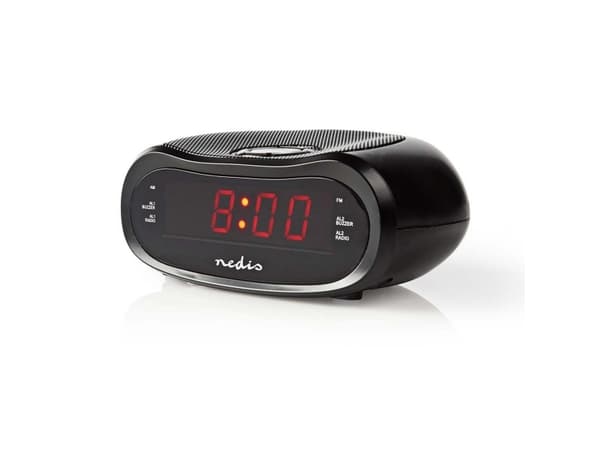 Nedis CLAR001BK, Digitaalinen herätyskello, Ovaali, Musta, Muovi, AM, FM, 87,5 - 108 MHz