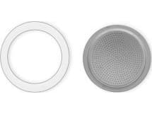 Bialetti 0800034, Set med filterhållare och tätning, Bialetti Moka Express, Silver, Vit, Gjuten aluminium, Gummi