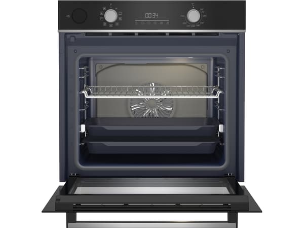Beko BBIS18300XCSE, Sähköuuni, 5 hyllyä, Kiinteä, Musta, Ruostumaton teräs, Painikkeet, Rotaatio, Emali