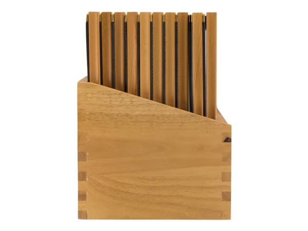 Securit® A4 WOOD opbevaringsboks med 20 menuomslag i sort