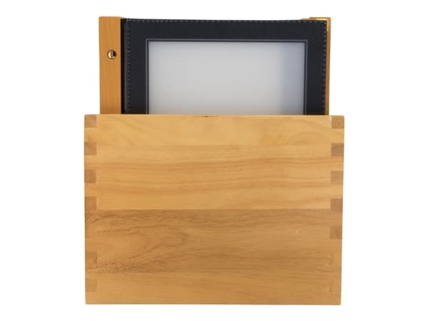 Securit® A4 WOOD opbevaringsboks med 20 menuomslag i sort