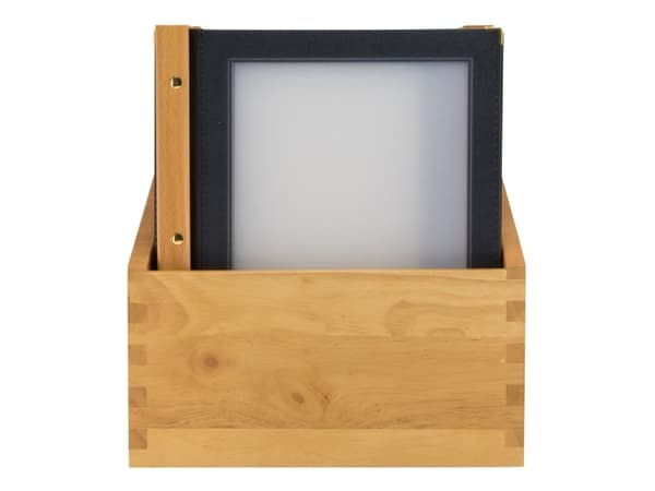 Securit® A4 WOOD opbevaringsboks med 20 menuomslag i sort