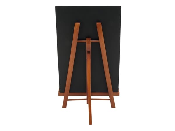 Securit® junior stafeli i mahogny med A4 bordskilt