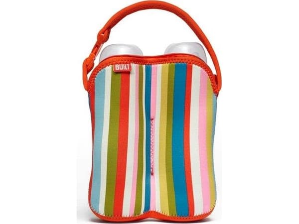 Built BUILT Bottle Buddy - Termoemballasje for doble flasker (Baby Pink Stripe), universal