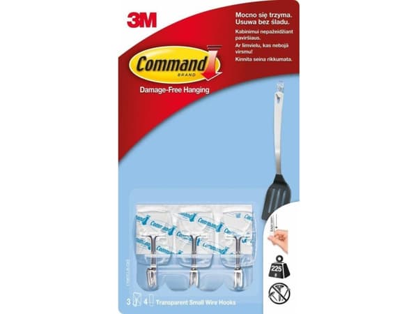 3M COMMAND Hooks 17067CRL with a metal handle 3 hooks + 4 small transparent stripes