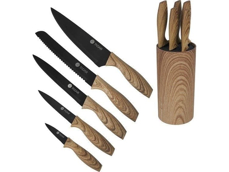 Tadar Set of 5 Stainless Steel Kitchen Knives in a Block. Tadar A universal set
