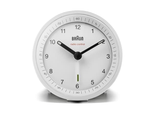 Braun BC07W-DCF, Quartz vekkerklokke, Rund, Hvit, 2 år, Analog, Batteri