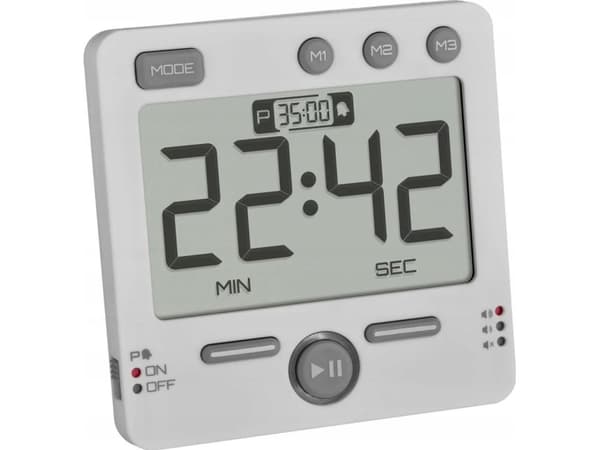 TFA-Dostmann 38.2049.02, Digital vekkerklokke, firkant, Hvit, Plast, 24 timers, LED