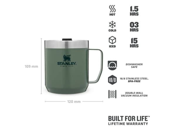 Stanley 10-09366-005, Grön, Rostfritt stål, Rostfritt stål, 1,5 h, 3 h, 350 ml