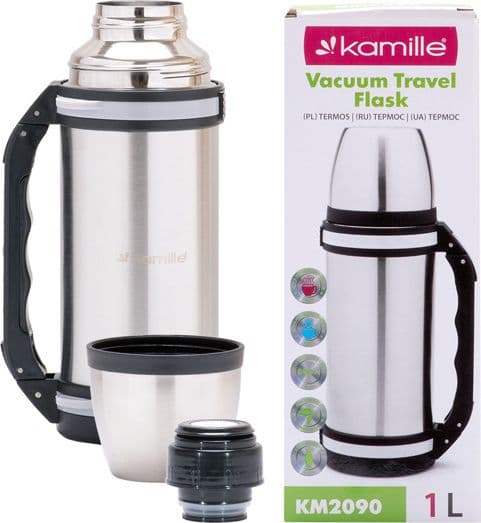 Kamille Turist Termos KM-2090 1 L Sølv