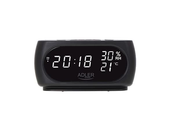 Adler AD 1186, Digitaalinen herätyskello, Musta, LED, AC, 182 mm, 88 mm