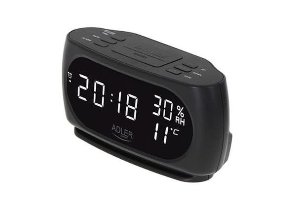 Adler AD 1186, Digitaalinen herätyskello, Musta, LED, AC, 182 mm, 88 mm