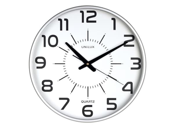Unilux MAXI POP, Vegg, Quartz clock, Rund, Grå, Akrylonitril-butadien-styren (ABS), Plast, Glass