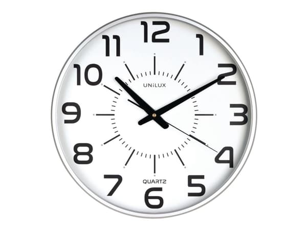 Unilux MAXI POP, Vegg, Quartz clock, Rund, Grå, Akrylonitril-butadien-styren (ABS), Plast, Glass