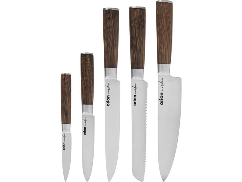 Orion Knife/steel kitchen knives 5el WOODEN universal knife set