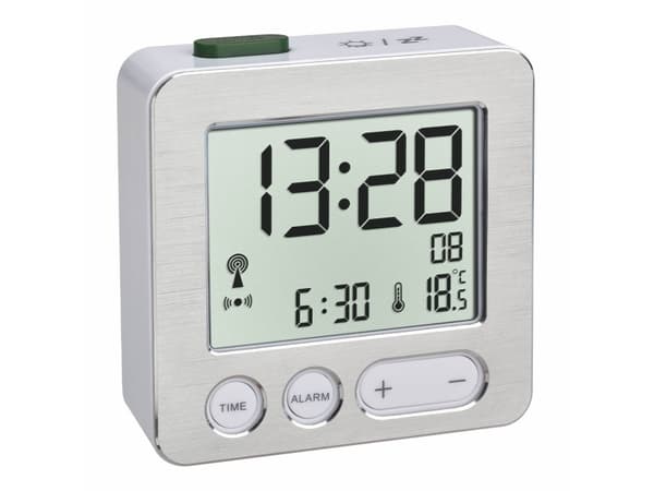 TFA-Dostmann 60.2545.54, Digital vekkerklokke, Rektangel, Sølv, -9 - 50 °C, F, °C, LCD