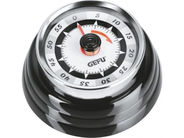 GEFU RETRO, Mekanisk kökstimer, Svart, Röd, Vit, 60 min., Metall, 7,3 cm, 34 mm
