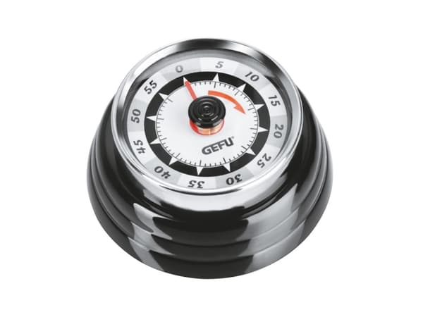 GEFU RETRO, Mekanisk kökstimer, Svart, Röd, Vit, 60 min., Metall, 7,3 cm, 34 mm