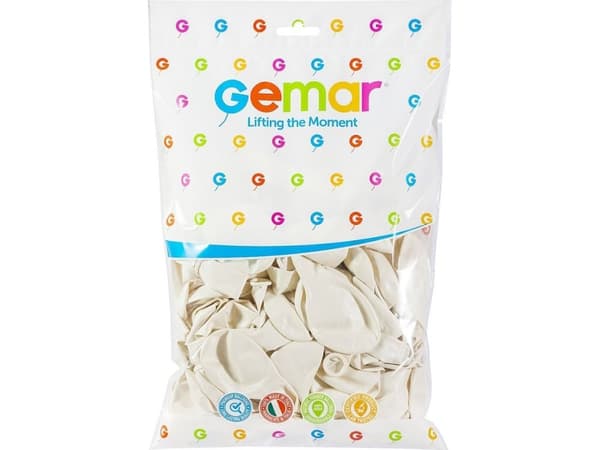 Gemar Metallic Pearl White Ballonger, GM110, 30 cm, 100 st.