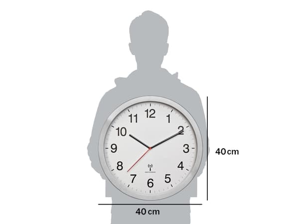 TFA-Dostmann 60.3545.02, Vägg, Analog klocka, Rund, Gjuten aluminium, Vit, Metall, Glas