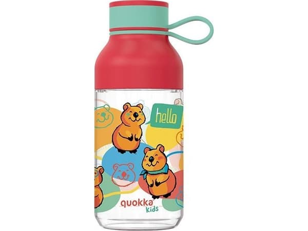 Quokka Quokka Ice Kids with strap - Butelka na wodę z tritanu 430 ml z paskiem (Happy Quokka)