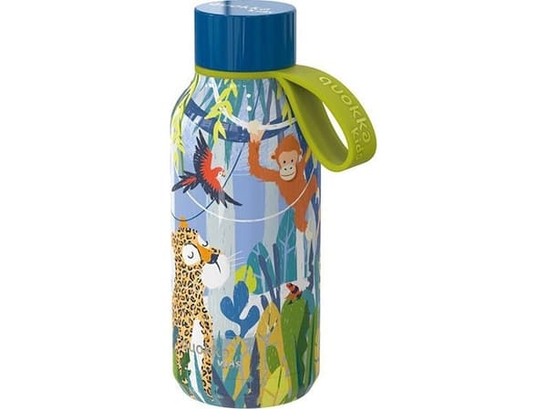 Quokka Solid Kids med stropp - 330 ml termoflaske i rustfritt stål med stropp (Jungle)