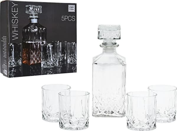Excellent Houseware Whiskykaraffel og tumbler i glass 900 ml + 4 x 230 ml 5 stk.