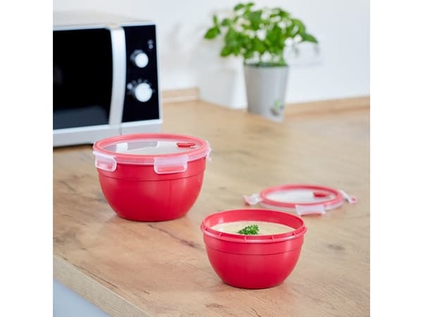 EMSA CLIP & MICRO, Laatikko, Pyöreä, 2,6 L, Punainen, Läpinäkyvä, Muovi, Saksa